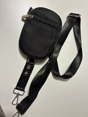 Black Crossbody Phone Pouch with Adjustable Strap Travel Wallet